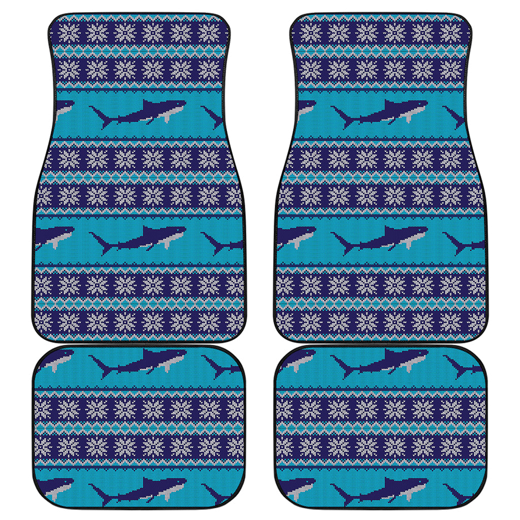 Shark Knitted Pattern Print Front and Back Car Floor Mats