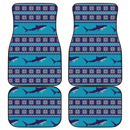 Shark Knitted Pattern Print Front and Back Car Floor Mats