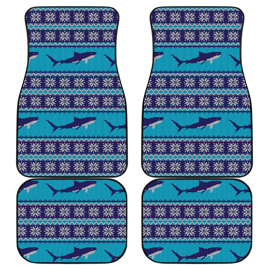 Shark Knitted Pattern Print Front and Back Car Floor Mats