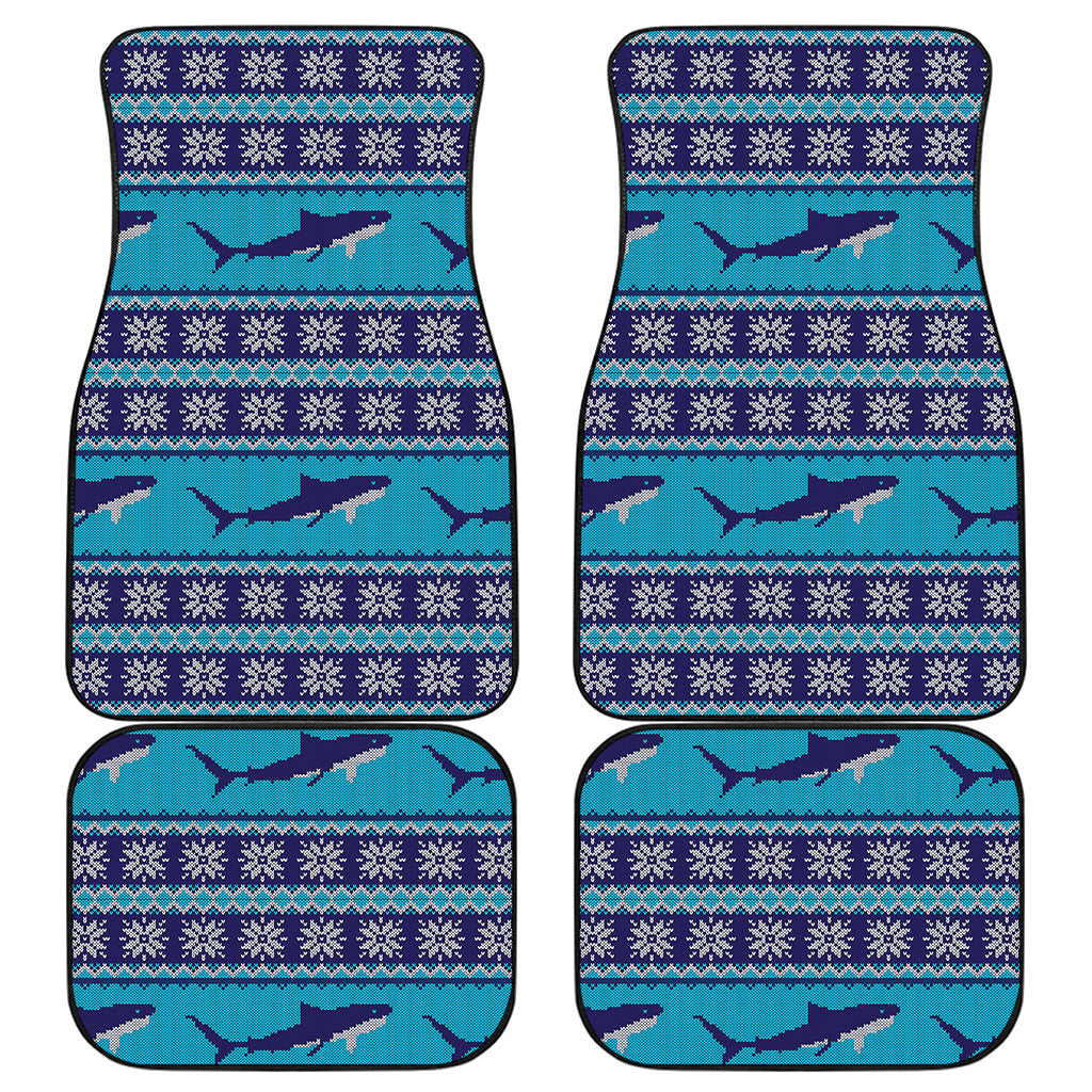 Shark Knitted Pattern Print Front and Back Car Floor Mats