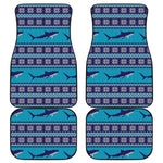 Shark Knitted Pattern Print Front and Back Car Floor Mats