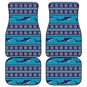 Shark Knitted Pattern Print Front and Back Car Floor Mats