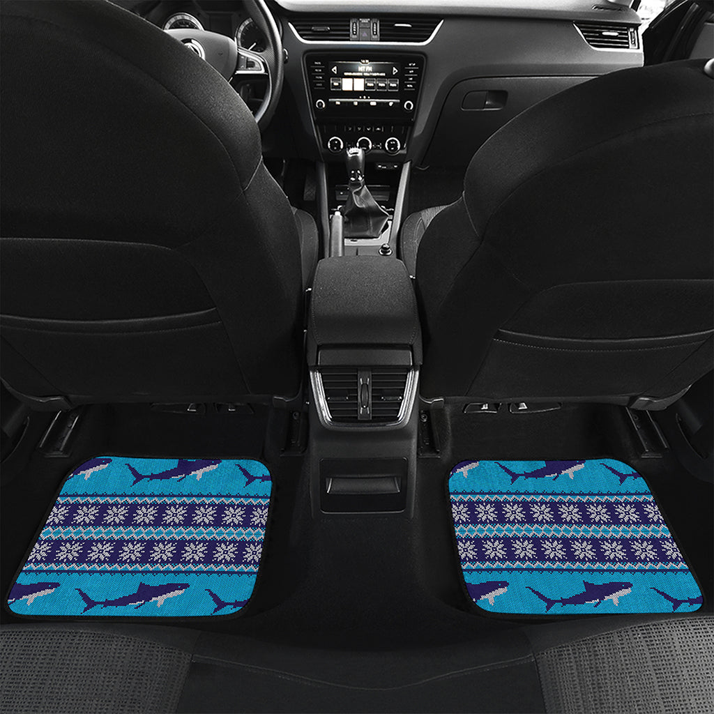 Shark Knitted Pattern Print Front and Back Car Floor Mats