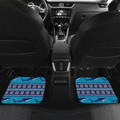 Shark Knitted Pattern Print Front and Back Car Floor Mats