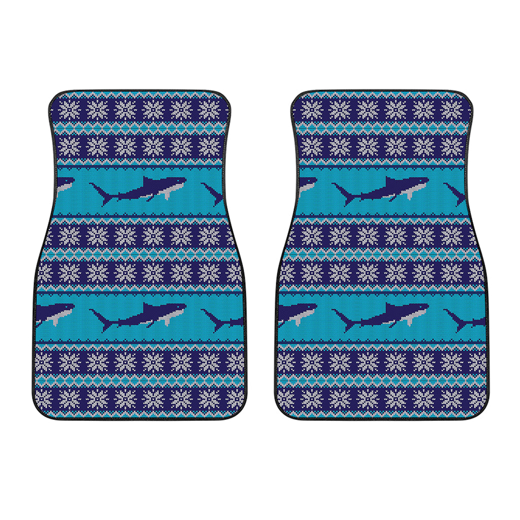 Shark Knitted Pattern Print Front Car Floor Mats