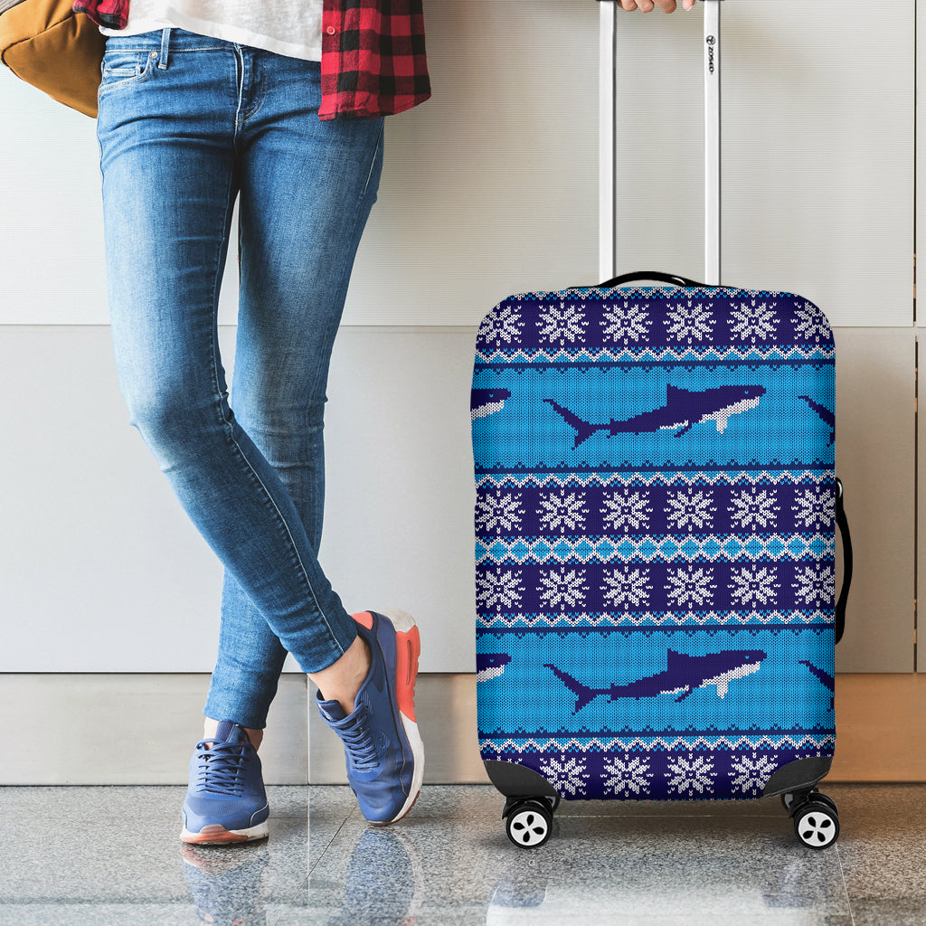 Shark Knitted Pattern Print Luggage Cover