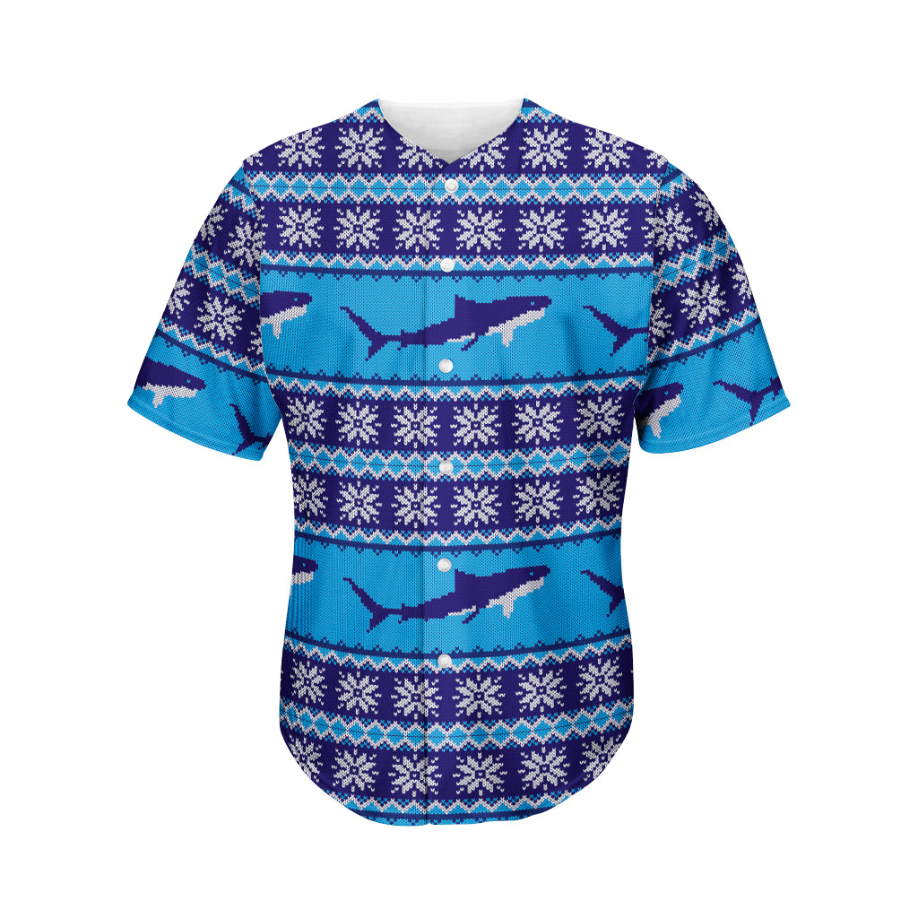 Shark Knitted Pattern Print Men's Baseball Jersey