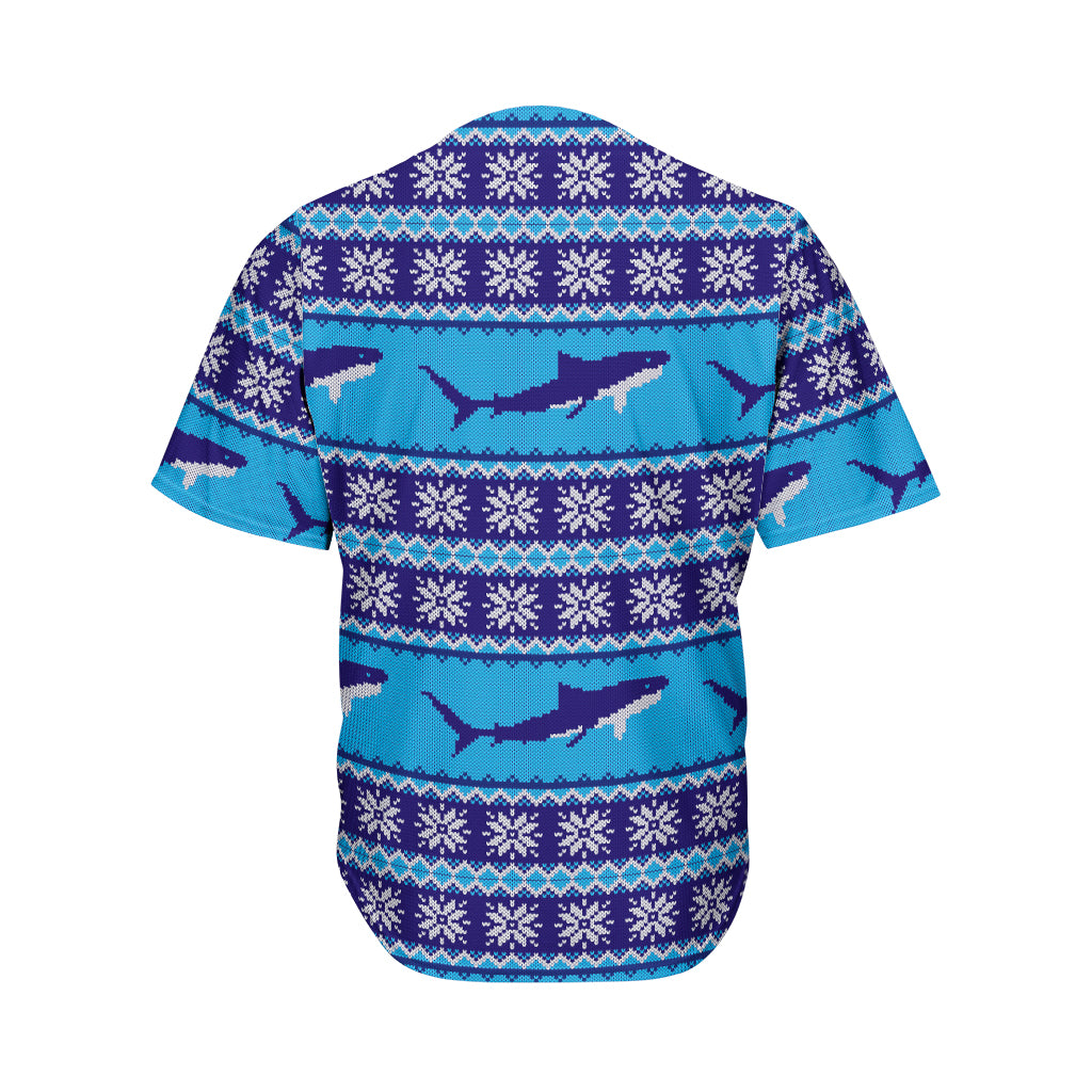 Shark Knitted Pattern Print Men's Baseball Jersey