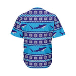 Shark Knitted Pattern Print Men's Baseball Jersey