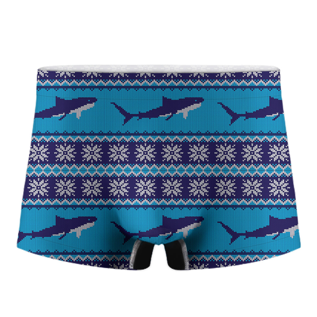 Shark Knitted Pattern Print Men's Boxer Briefs