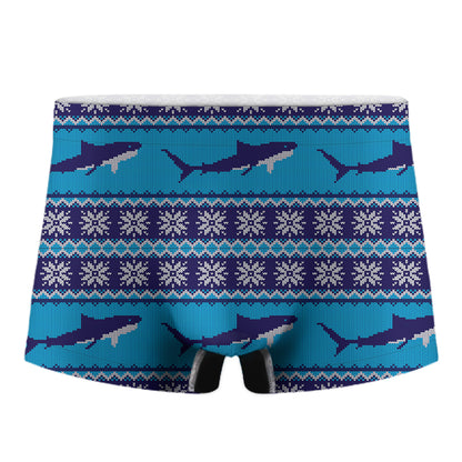 Shark Knitted Pattern Print Men's Boxer Briefs