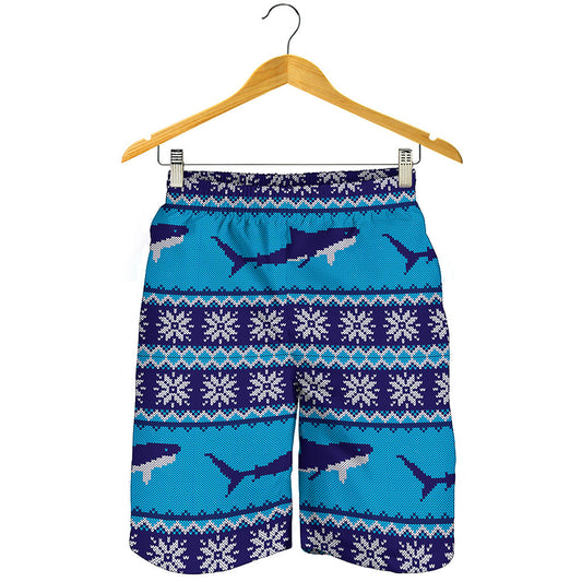 Shark Knitted Pattern Print Men's Shorts