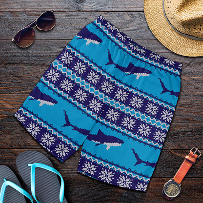 Shark Knitted Pattern Print Men's Shorts
