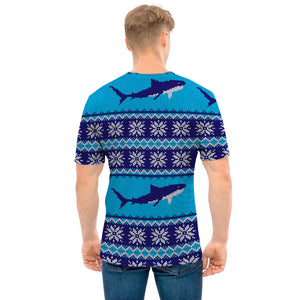 Shark Knitted Pattern Print Men's T-Shirt