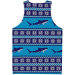 Shark Knitted Pattern Print Men's Tank Top