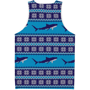 Shark Knitted Pattern Print Men's Tank Top