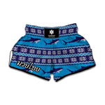 Shark Knitted Pattern Print Muay Thai Boxing Shorts