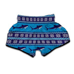 Shark Knitted Pattern Print Muay Thai Boxing Shorts