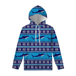 Shark Knitted Pattern Print Pullover Hoodie
