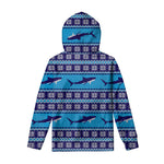 Shark Knitted Pattern Print Pullover Hoodie