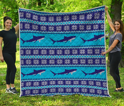 Shark Knitted Pattern Print Quilt