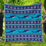 Shark Knitted Pattern Print Quilt