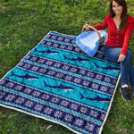 Shark Knitted Pattern Print Quilt