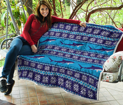 Shark Knitted Pattern Print Quilt