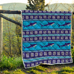 Shark Knitted Pattern Print Quilt
