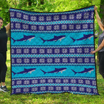 Shark Knitted Pattern Print Quilt