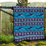 Shark Knitted Pattern Print Quilt
