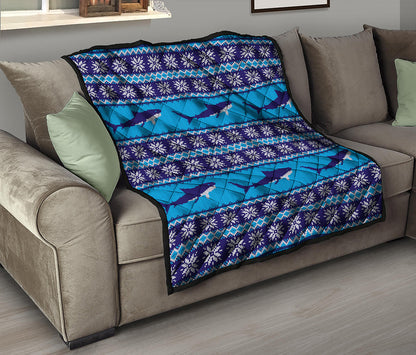 Shark Knitted Pattern Print Quilt