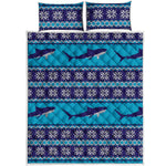 Shark Knitted Pattern Print Quilt Bed Set