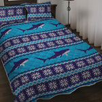Shark Knitted Pattern Print Quilt Bed Set