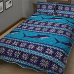 Shark Knitted Pattern Print Quilt Bed Set