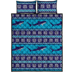 Shark Knitted Pattern Print Quilt Bed Set