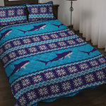 Shark Knitted Pattern Print Quilt Bed Set