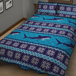 Shark Knitted Pattern Print Quilt Bed Set
