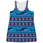Shark Knitted Pattern Print Women's Racerback Tank Top