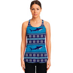 Shark Knitted Pattern Print Women's Racerback Tank Top