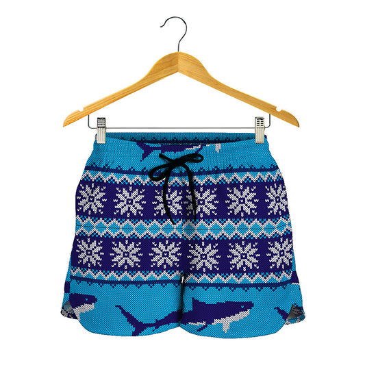 Shark Knitted Pattern Print Women's Shorts