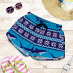 Shark Knitted Pattern Print Women's Shorts
