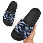 Shark Underwear Pattern Print Black Slide Sandals