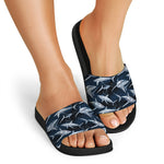 Shark Underwear Pattern Print Black Slide Sandals
