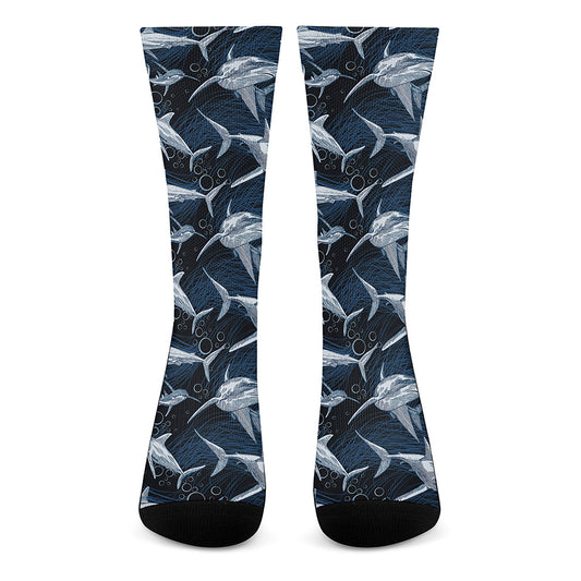 Shark Underwear Pattern Print Crew Socks