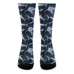 Shark Underwear Pattern Print Crew Socks