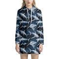 Shark Underwear Pattern Print Pullover Hoodie Dress