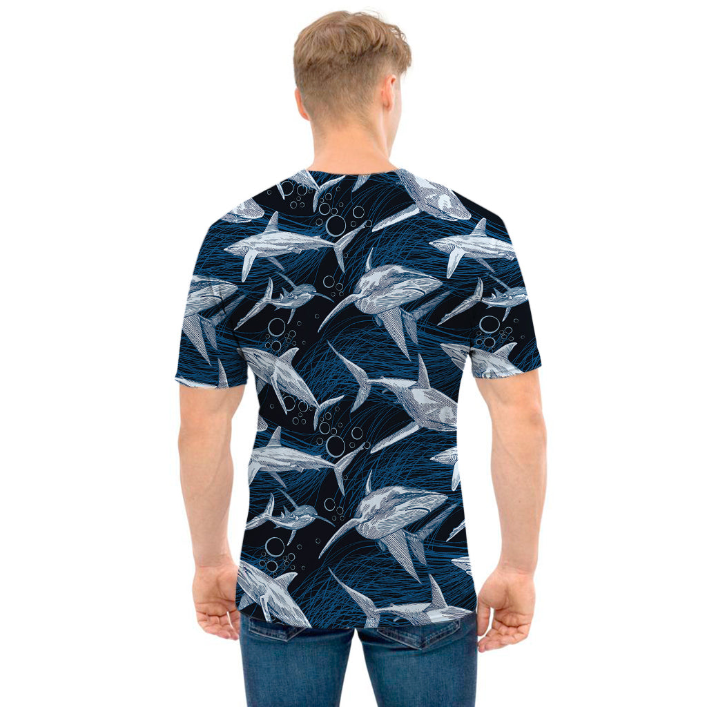 Shark Underwear Pattern Print Men's T-Shirt