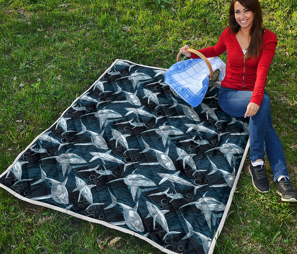 Shark Underwear Pattern Print Quilt