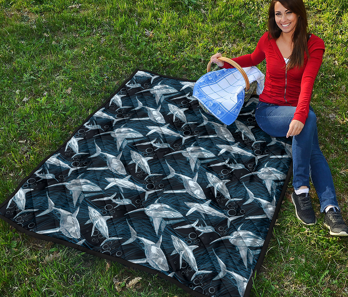 Shark Underwear Pattern Print Quilt